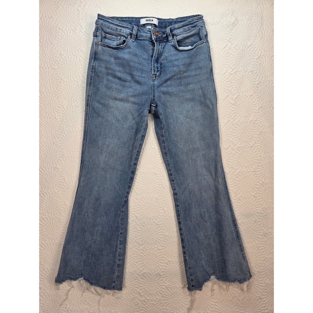 Mica High Rise Crop Flare Jeans Womens 29 Blue Good Raw Hem Medium Wash MDP-F124